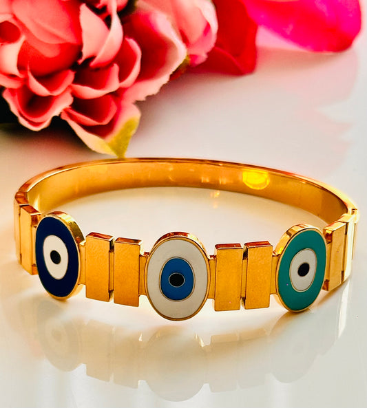 Evil Eye Stainless Steel Bracelet – Anti-Tarnish & Hypoallergenic, Classy & Elegant