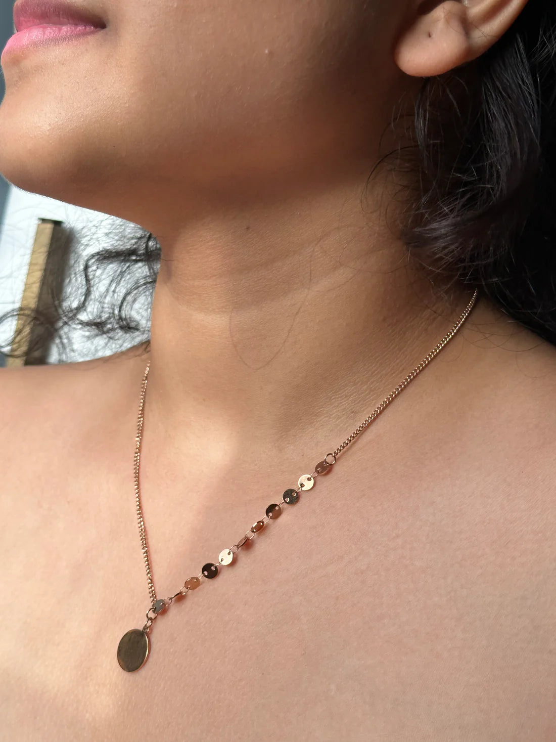 ELEGANT ANTI TARNISH STAINLESS STEEL DOUBLE LAYERED CHAIN (ROSE GOLD)