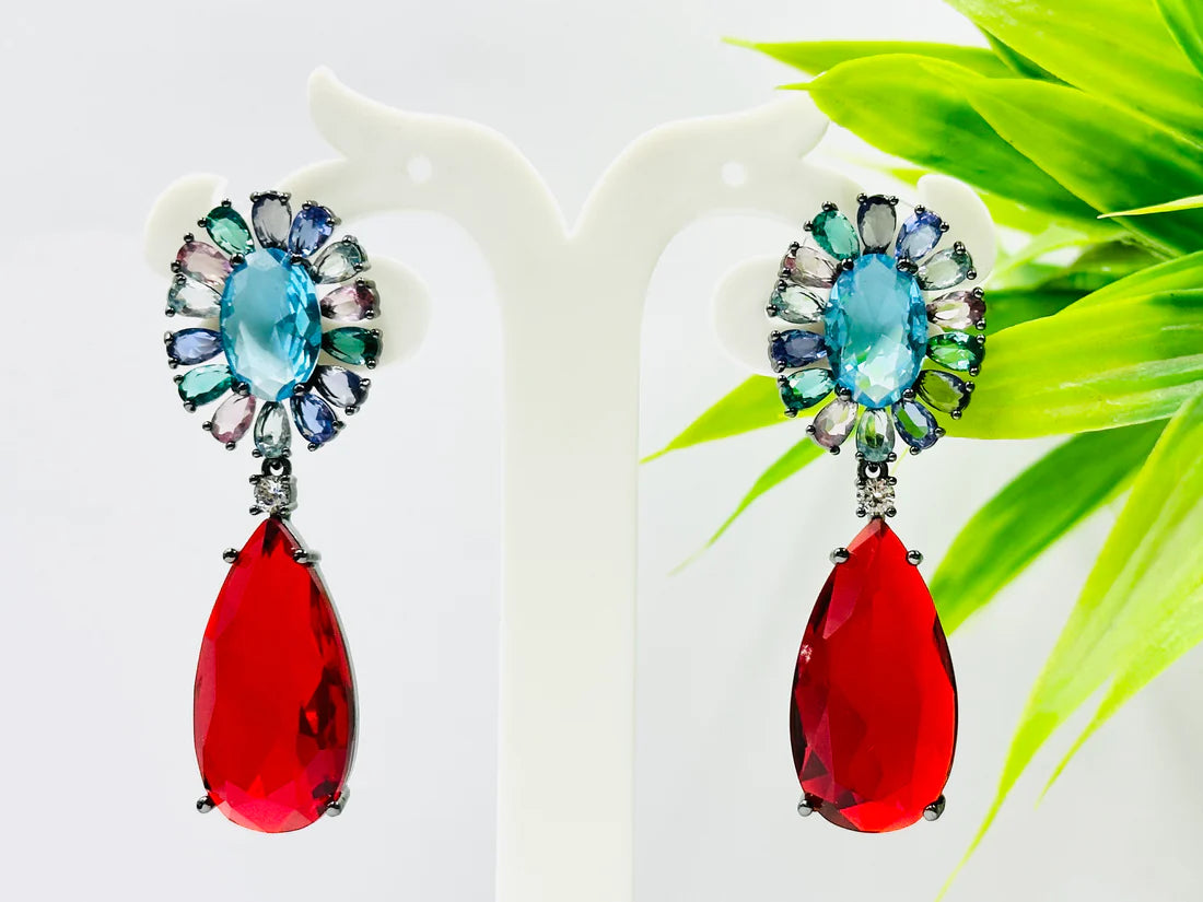 ELEGANT STONE AND AD STUDDED EARRINGS