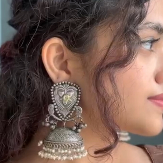 Bird Motif Pearl Jhumkas