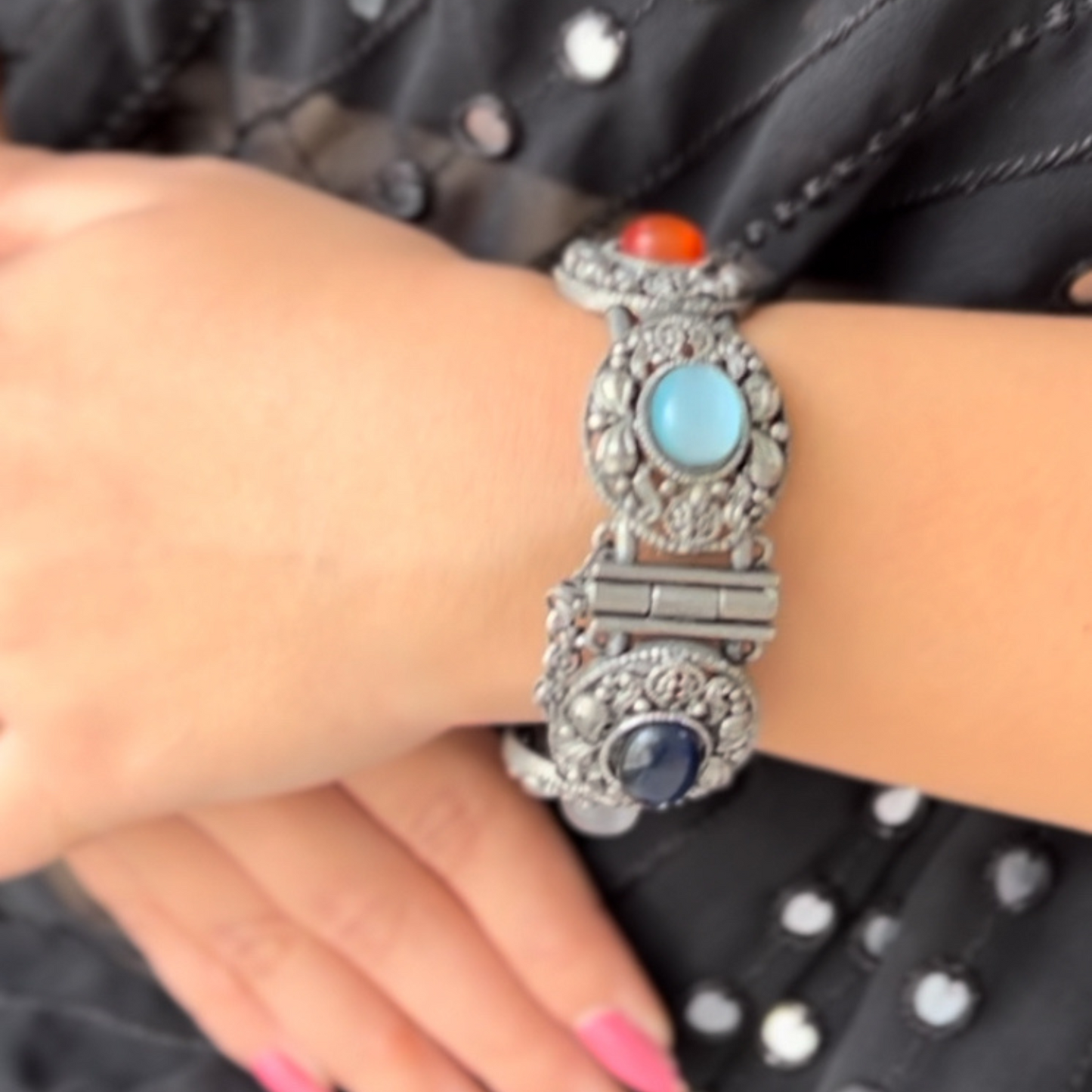 Multicolor Stone Oxidised Bracelet
