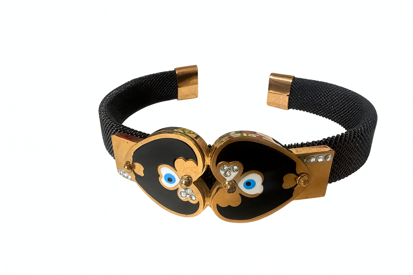 Black Evil Eye Open Cuff Bracelet