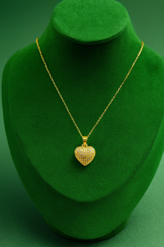 Stainless Steel Pavé Heart Pendant