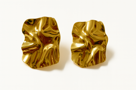 Gold Abstract Crumpled Earrings