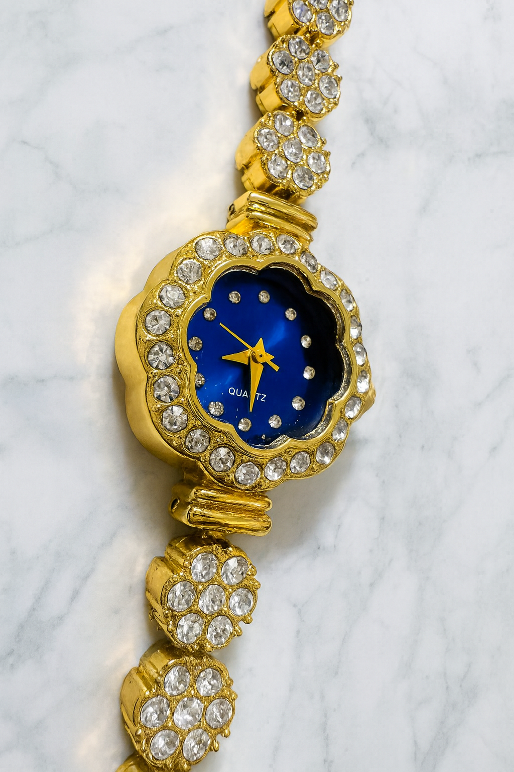 Blue Dial Crystal Strap Watch