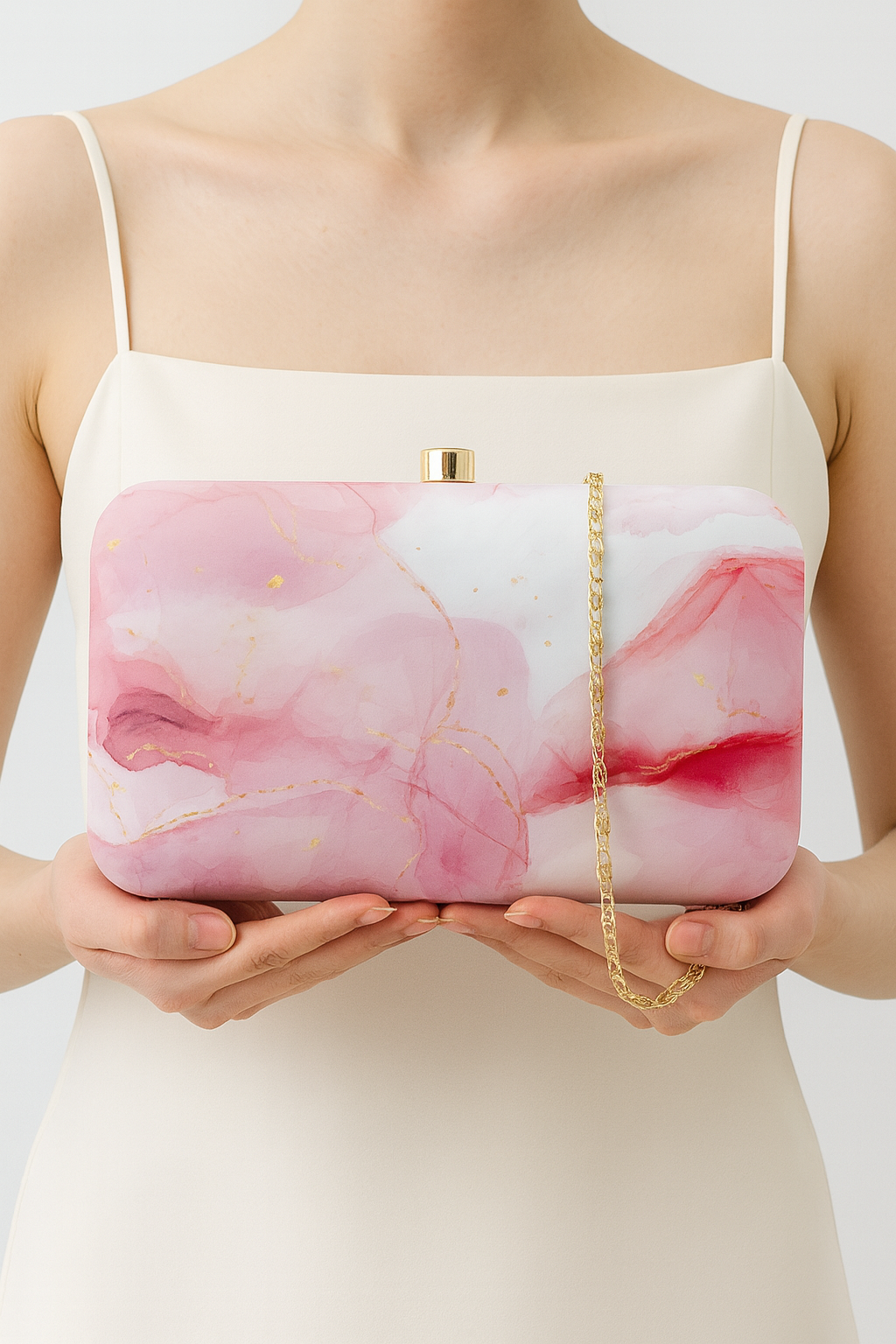 Pink Marble Print Clutch