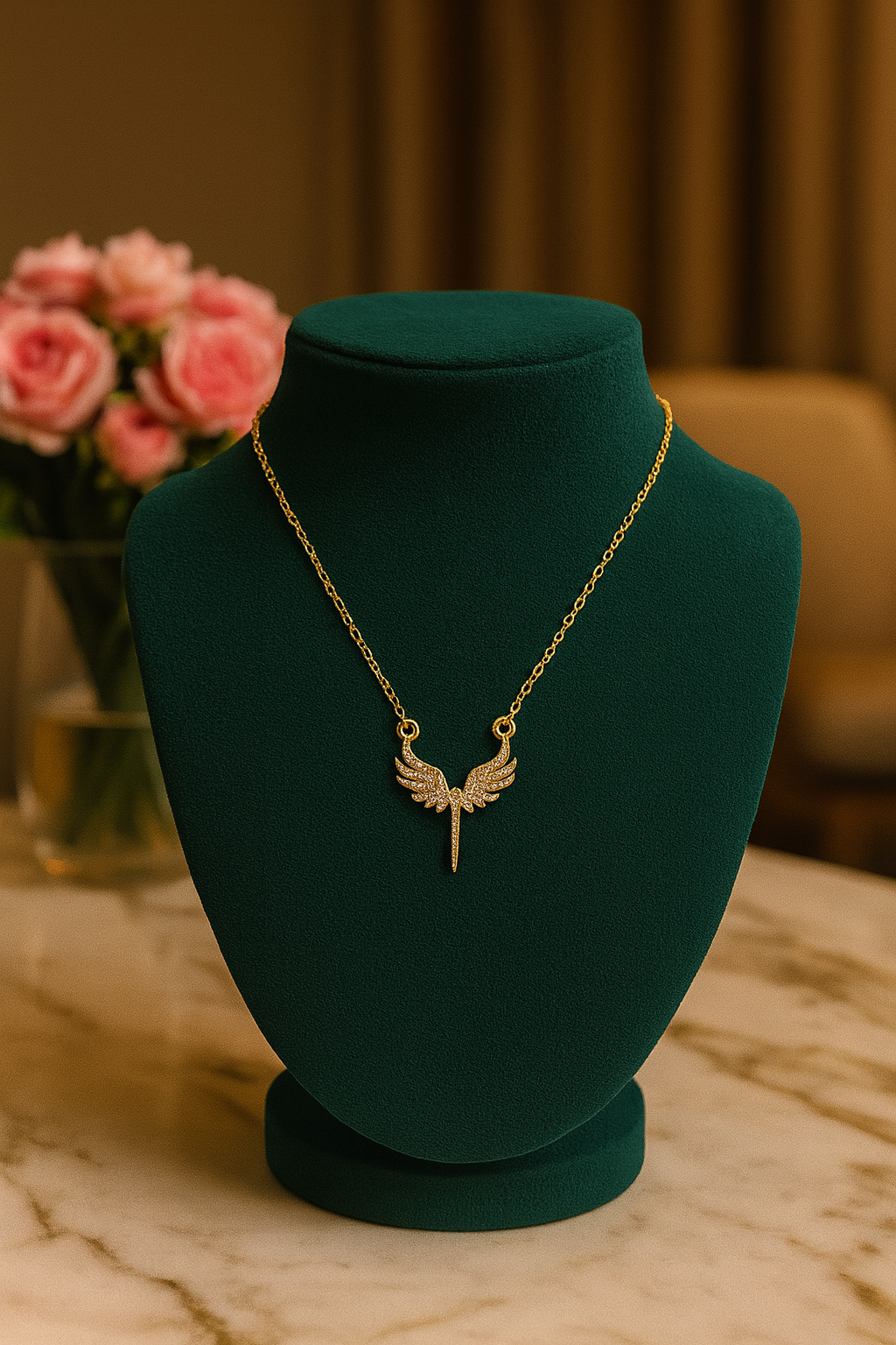 Angel Wing CZ Necklace