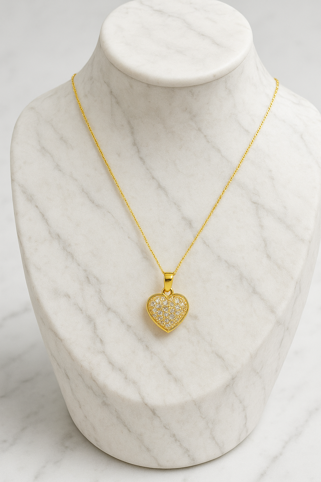 Stainless Steel Pavé Heart Pendant