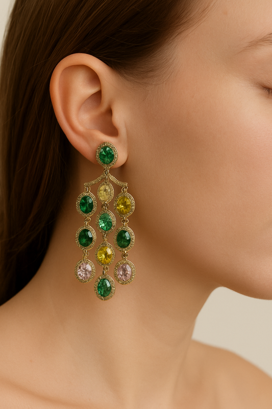 Multicolor Glass Stone AD Earrings