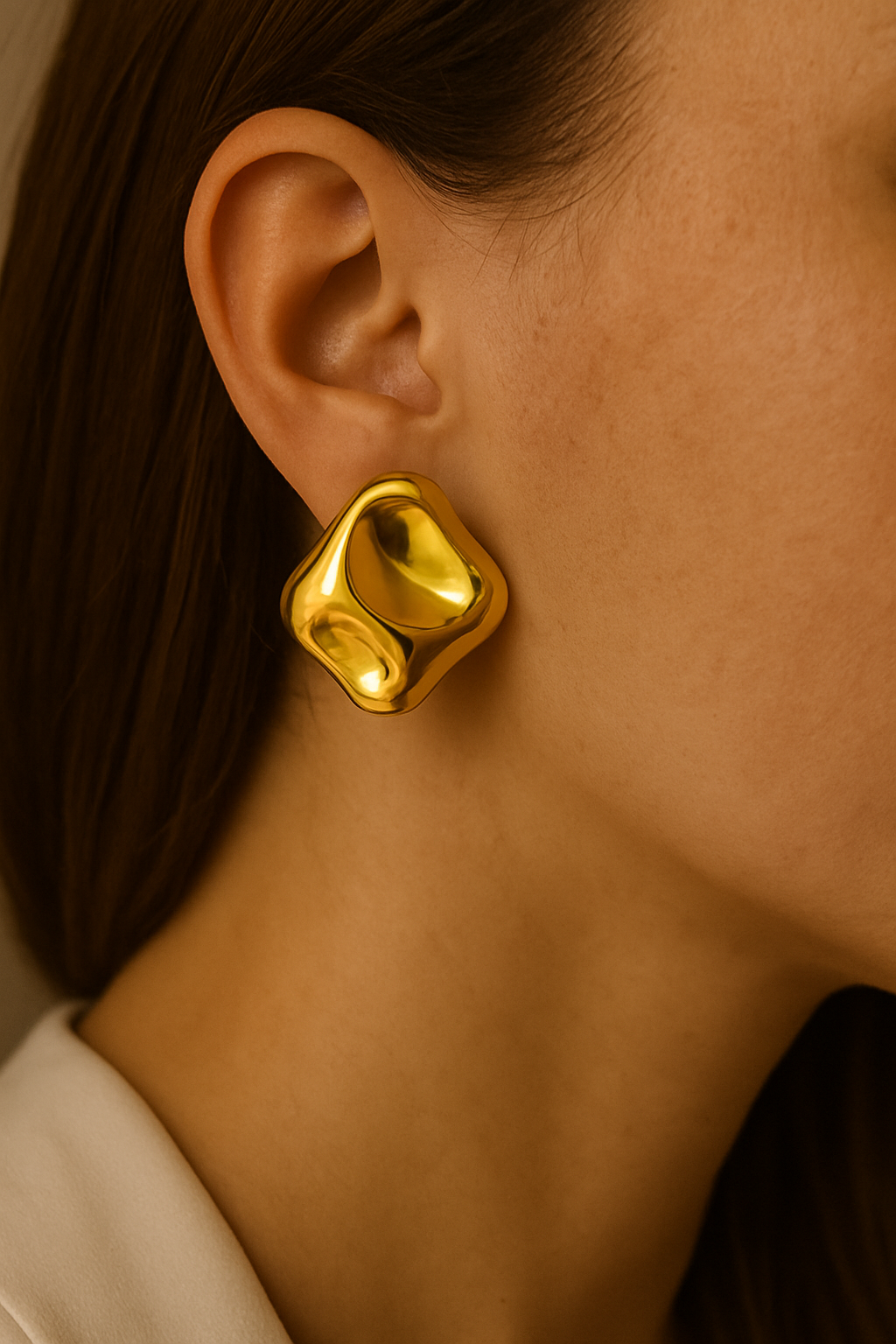 Gold Abstract Stud Earrings