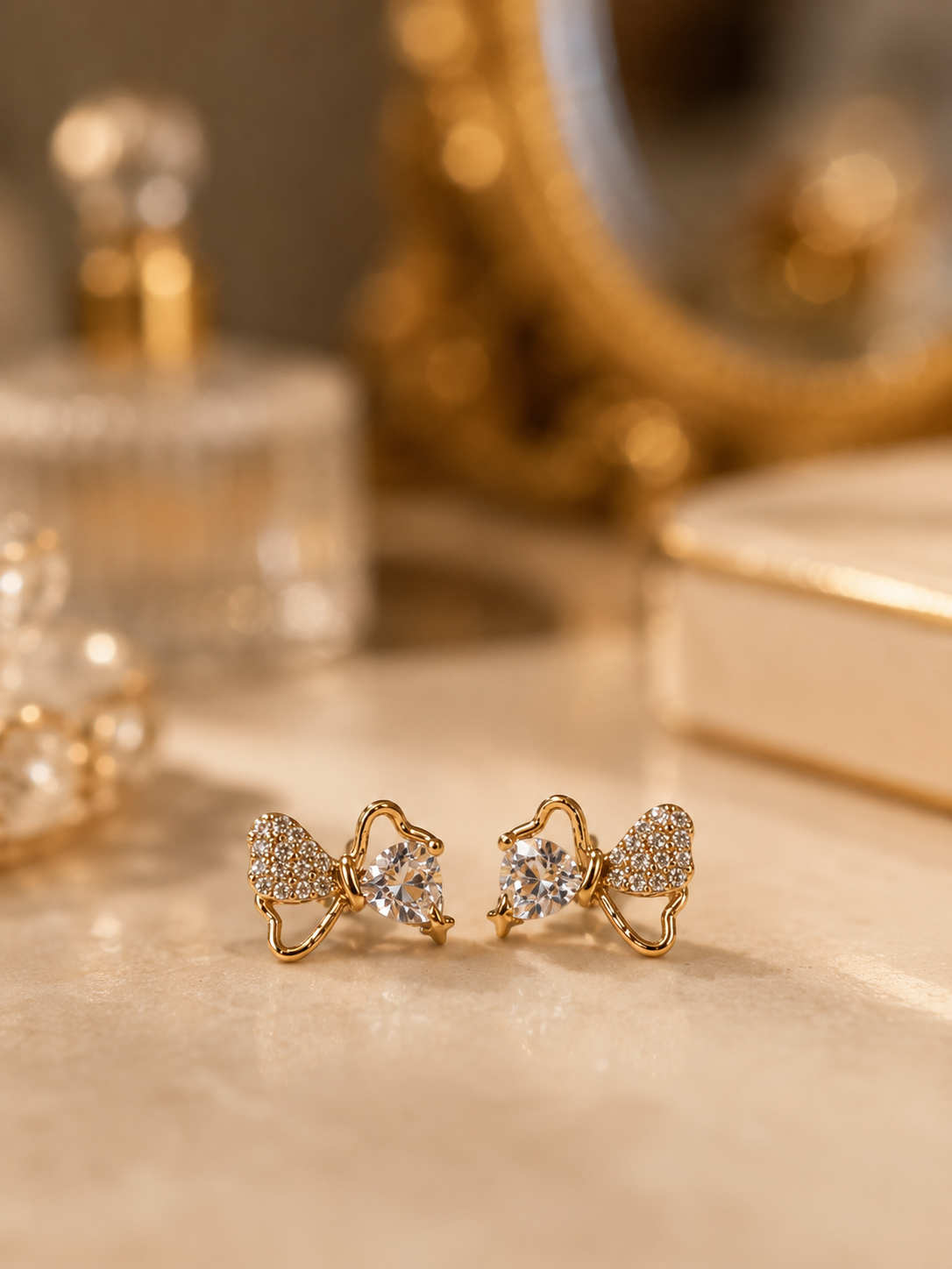 Crystal Bow Stud Earrings