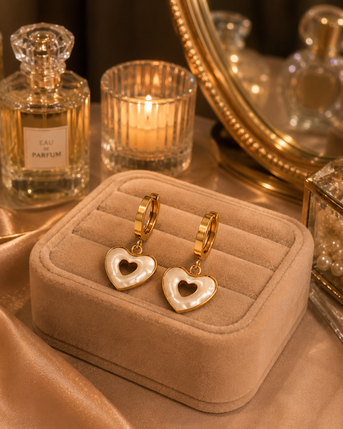 Heart Charm Hoop Earrings