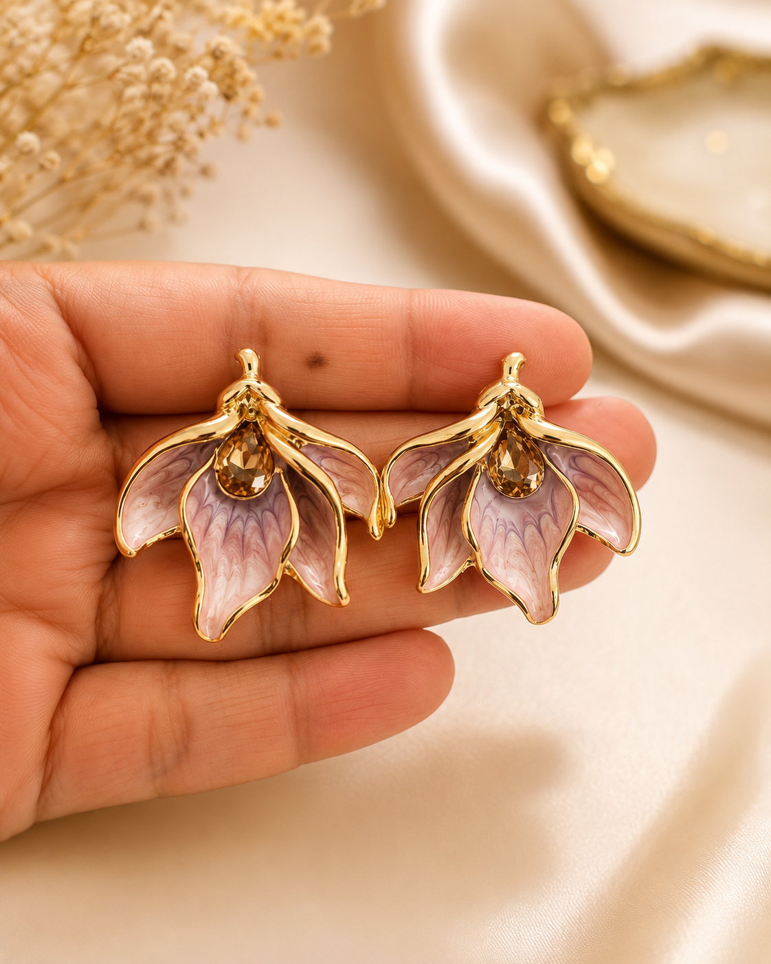 Floral Enamel Statement Earrings