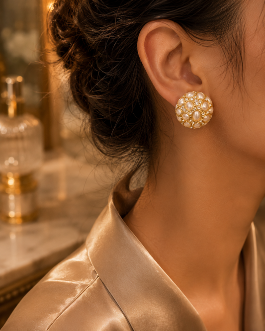 Pearl Dome Stud Earrings