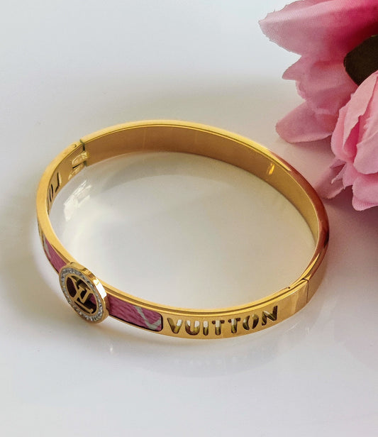 Louis Vuitton Engraved Stainless Steel Bracelet – Anti-Tarnish & Hypoallergenic