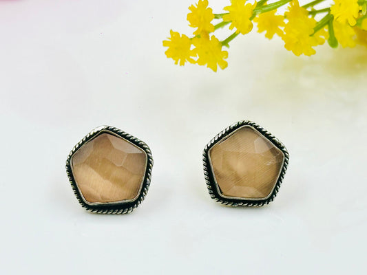 Myrah Elegant Stone Oxidized Studs