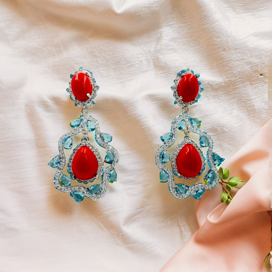 Orange American Diamond Sparkle Earrings – Dazzling and Elegant Jewelry