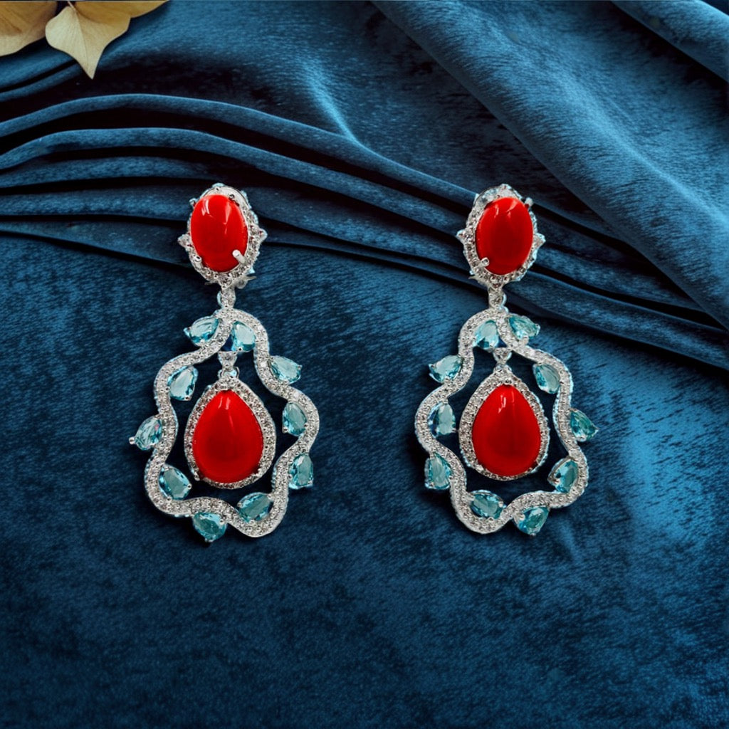 Orange American Diamond Sparkle Earrings – Dazzling and Elegant Jewelry