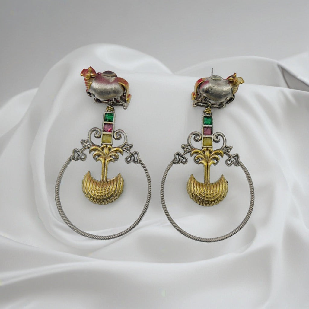 Oxidised Nandi Earrings