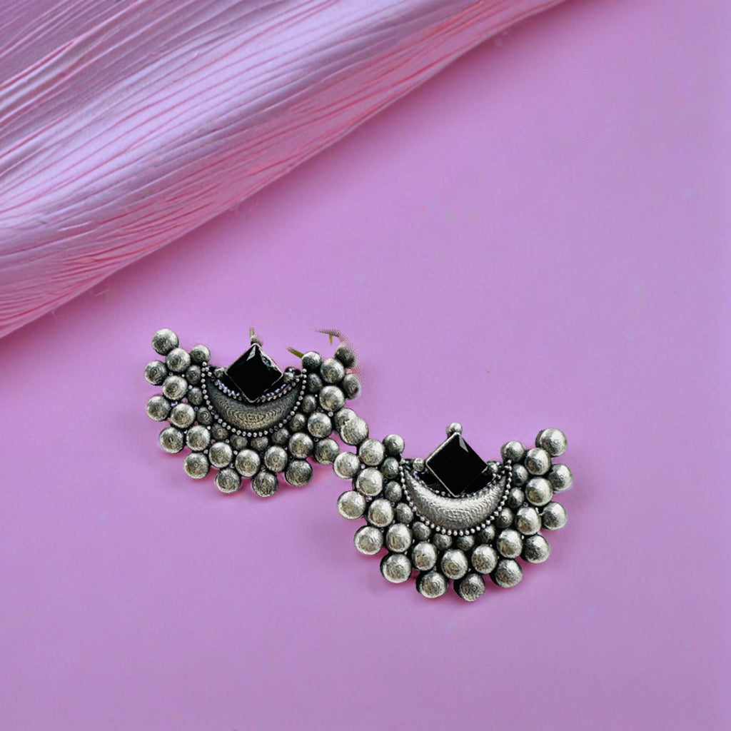 Silver Oxidised Stud Earrings