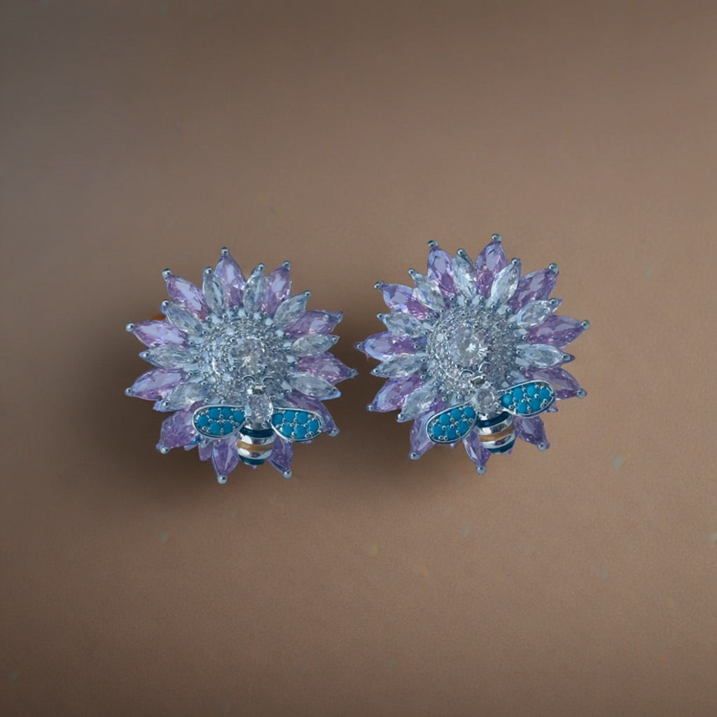 Pink Honeybee Glass Earrings