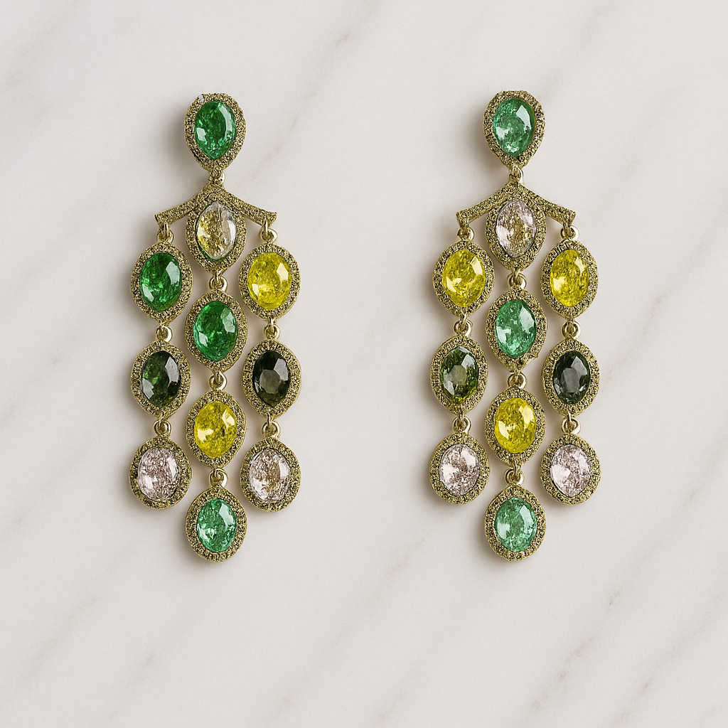 ELEGANT MULTICOLOR GLASS STONE AD STUDDED EARRING