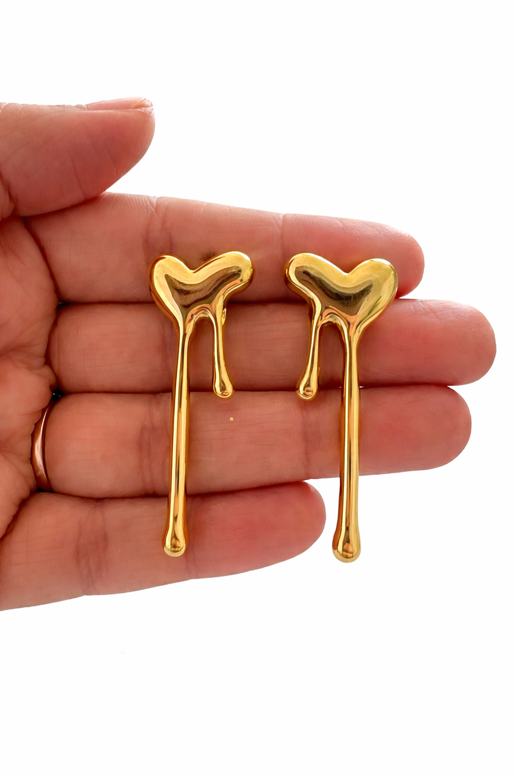 Gold Plated Heart Drop Earrings for Women | Minimal Anti-Tarnish Fashion Jewelry