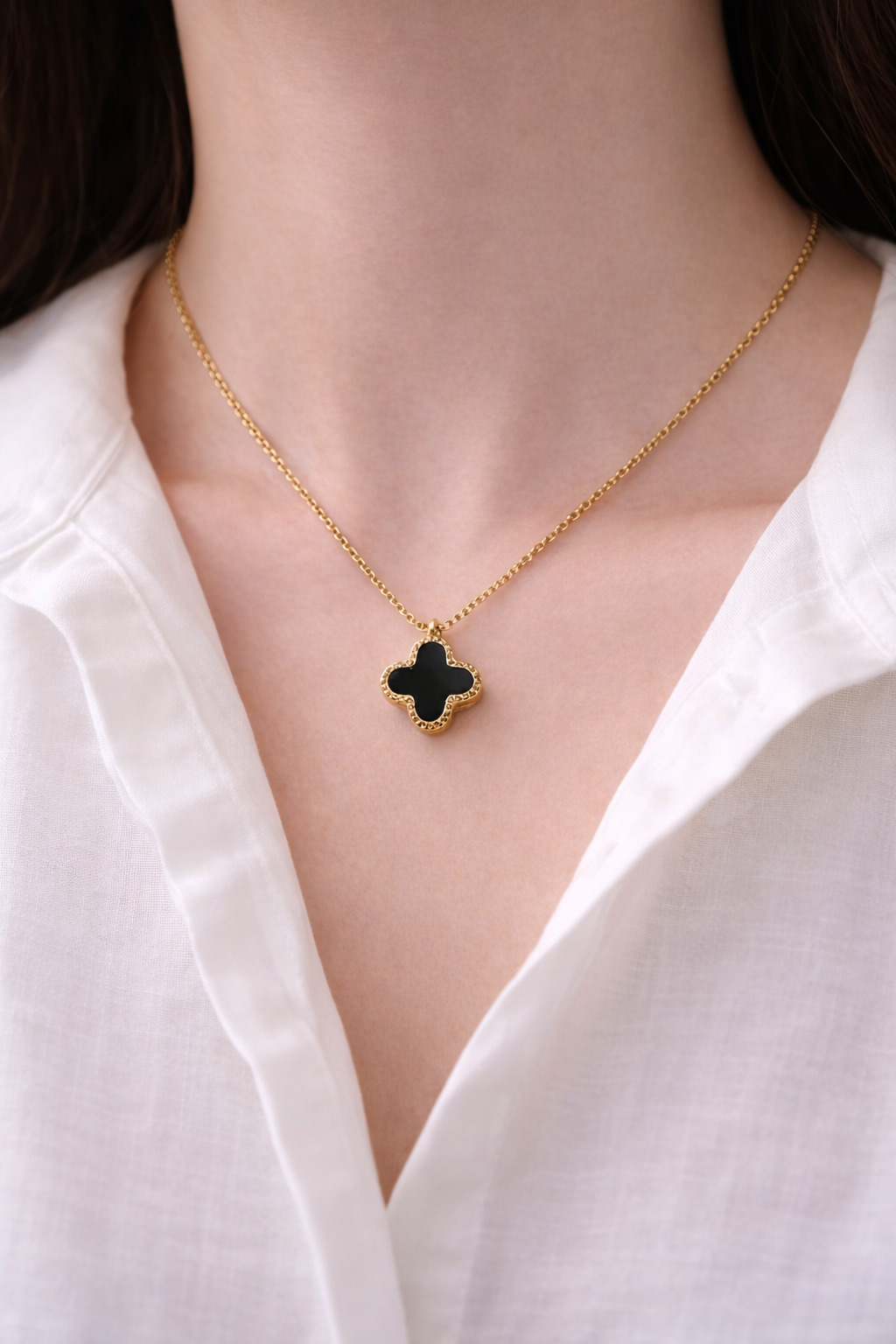 Black Clover Pendant Necklace