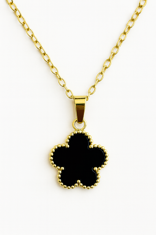 Black Floral Pendant Set