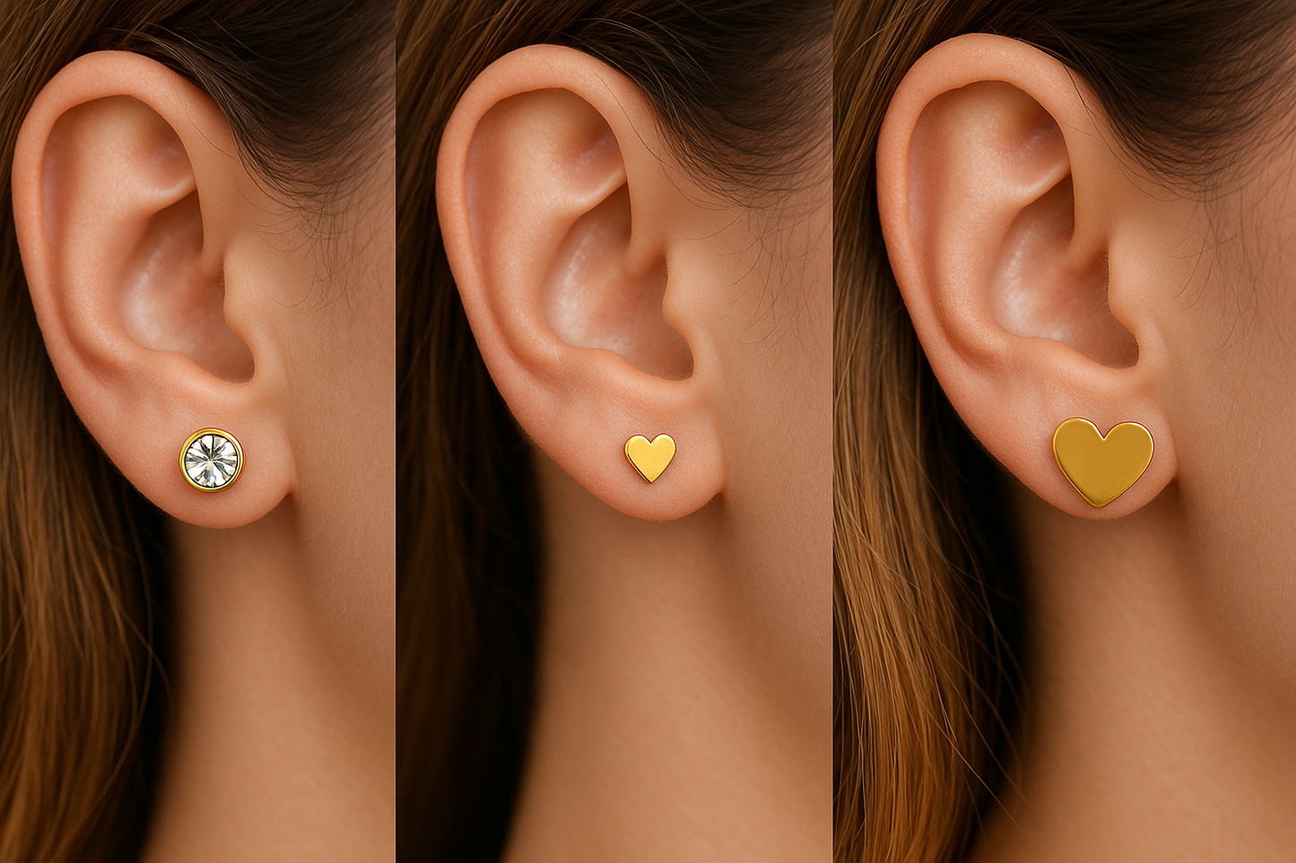 Crystal & Heart Stud Set