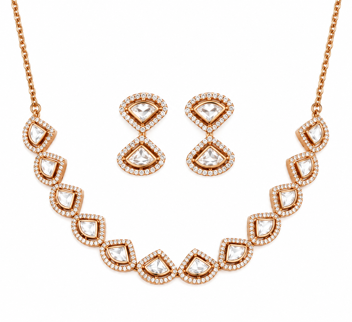 Kundan Style Chain Necklace Set