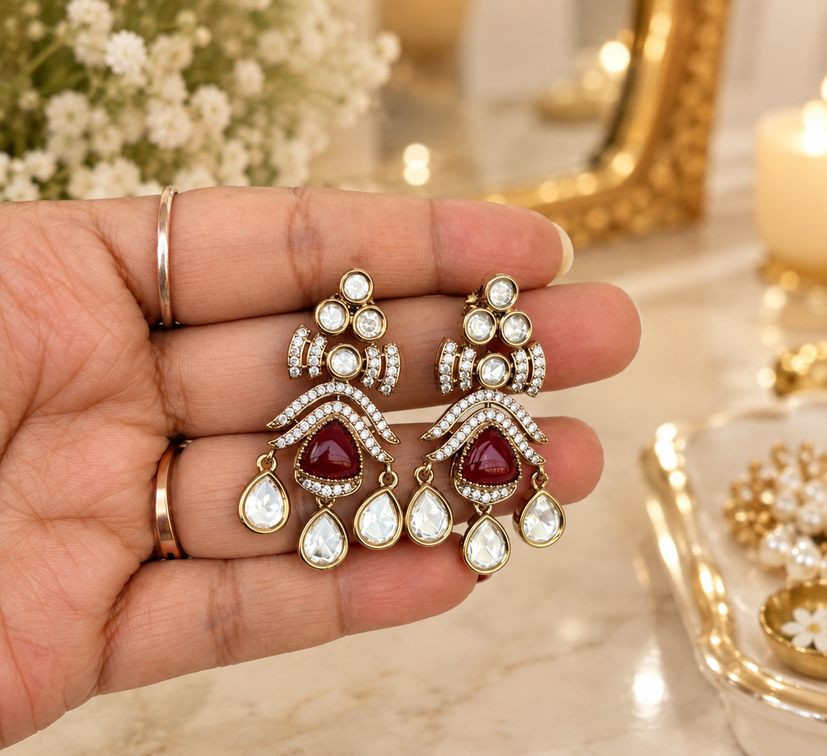 Kundan Emerald Ruby Necklace Set