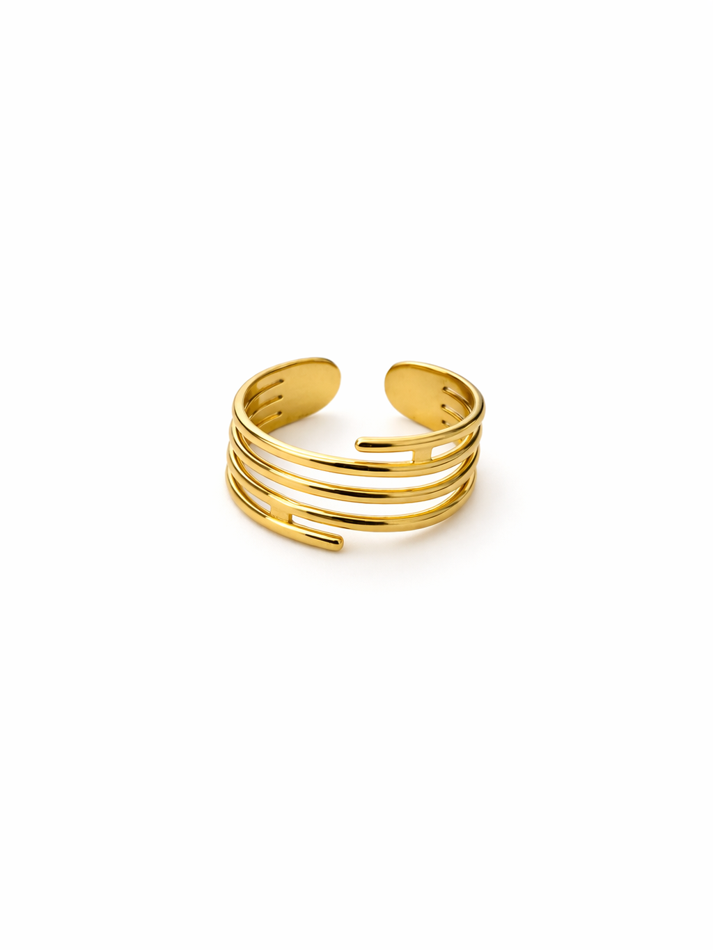 Gold Plated Multi Layer Adjustable Ring for Women | Luxury Minimal Open Band Ring