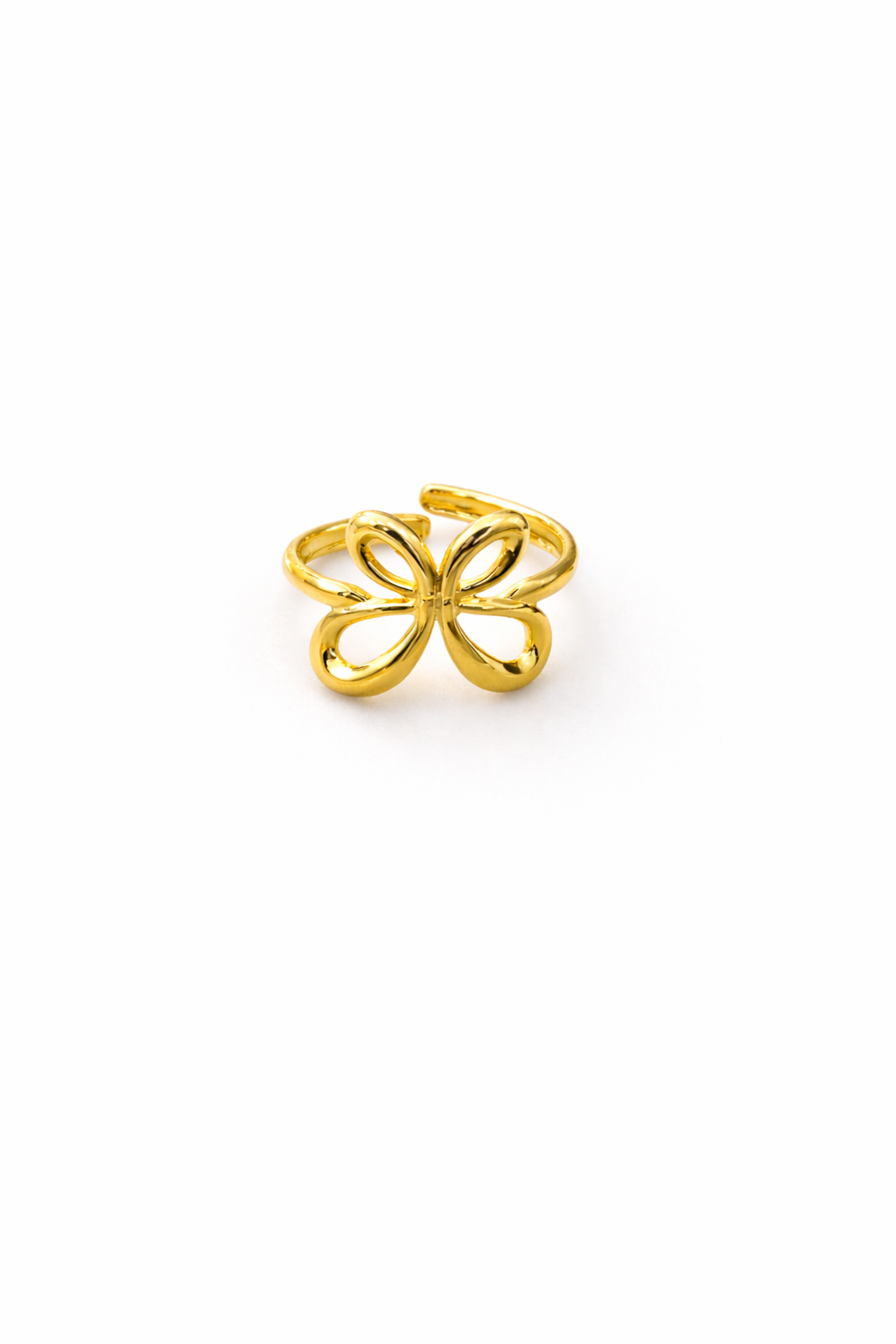 Gold Plated Butterfly Loop Adjustable Ring for Women | Minimal Floral Open Ring