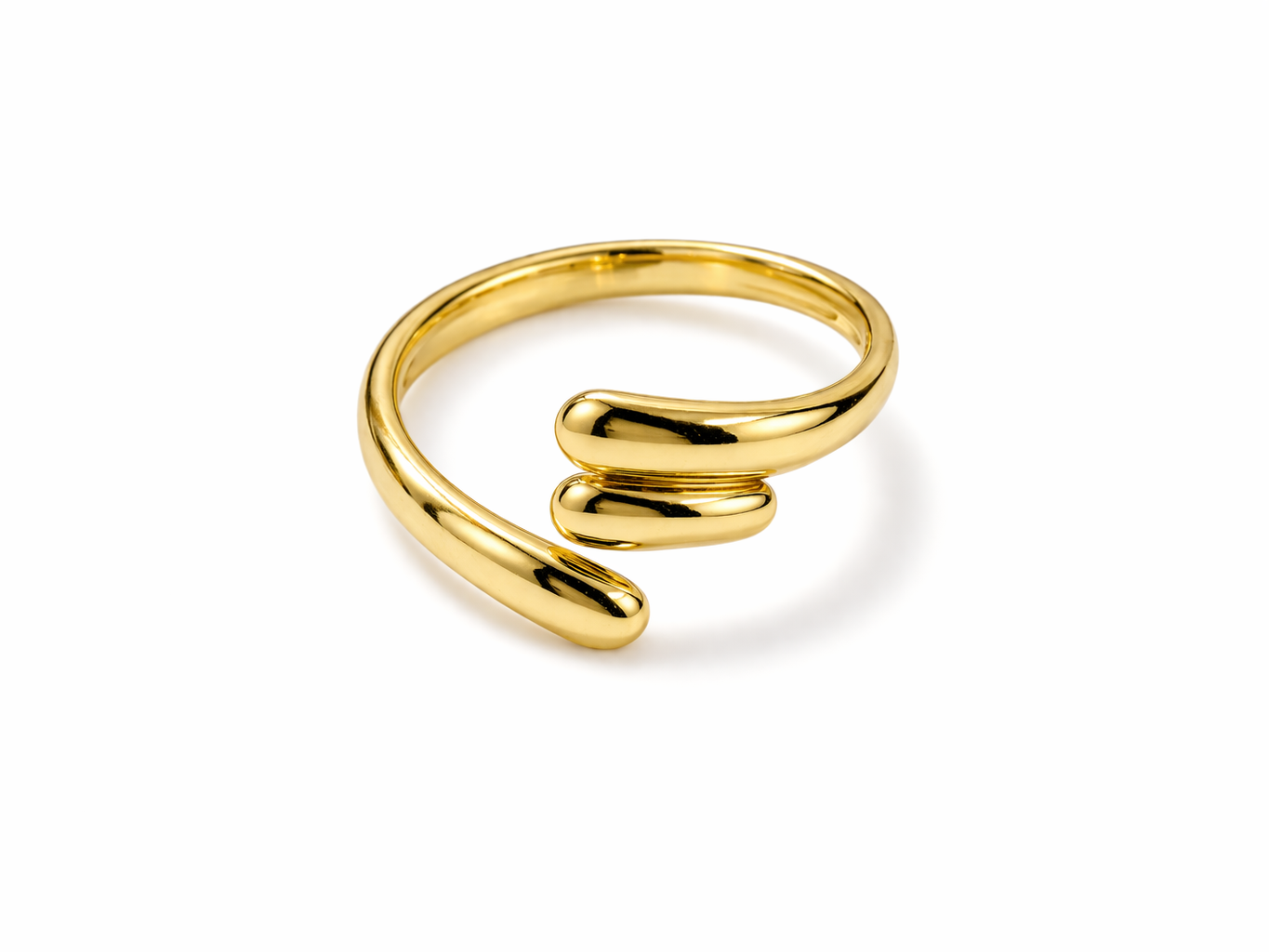 Gold Plated Spiral Adjustable Ring for Women | Triple Curve Minimal Open Ring