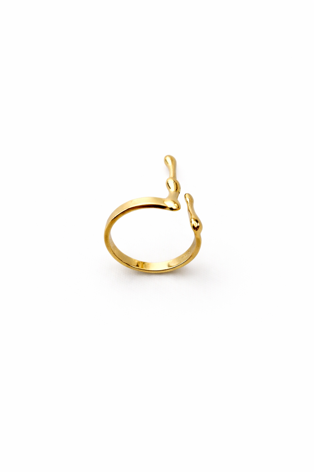 Gold Plated Minimal Droplet Adjustable Ring for Women | Open Style Trendy Finger Ring
