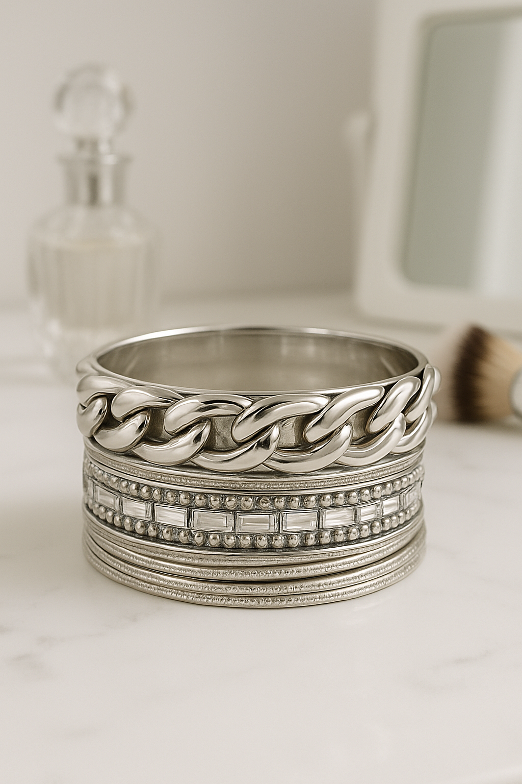 Silver Crystal Bangles