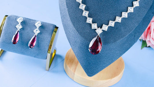 Red Glass Zirconia Necklace Set