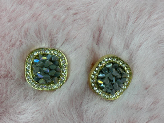 ELEGANT GLASS STONE STUDDED TOPS (GREY AND GOLD)