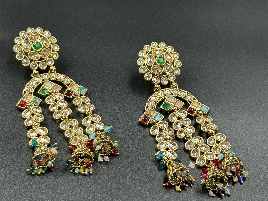 Polki Multicolor Bead Danglers