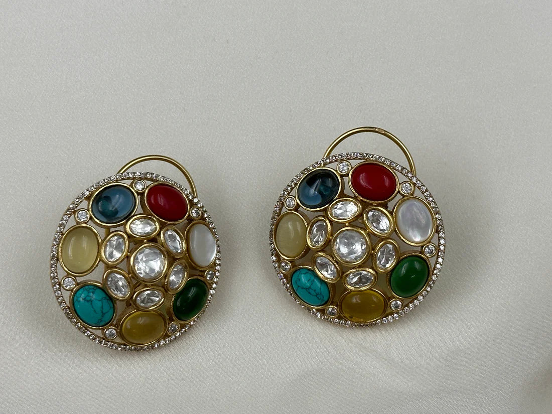 STATEMENT MULTI-STONE KUNDAN EARRINGS