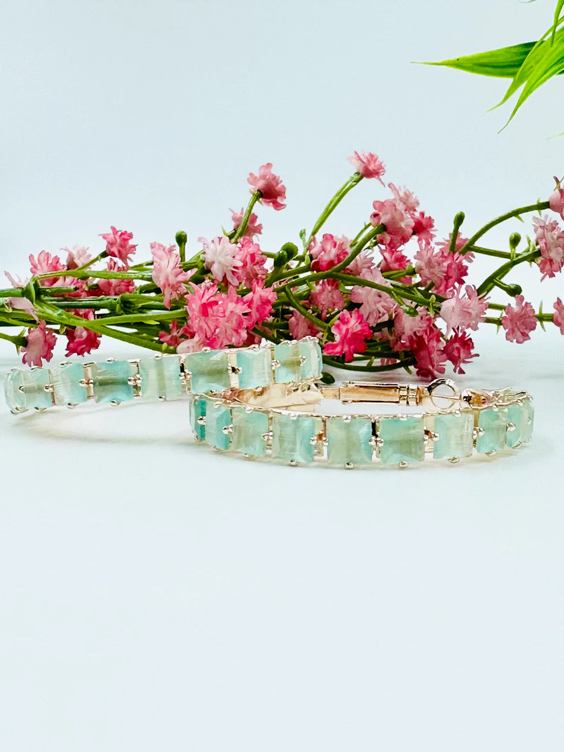 Glass Stone Hoop Earrings
