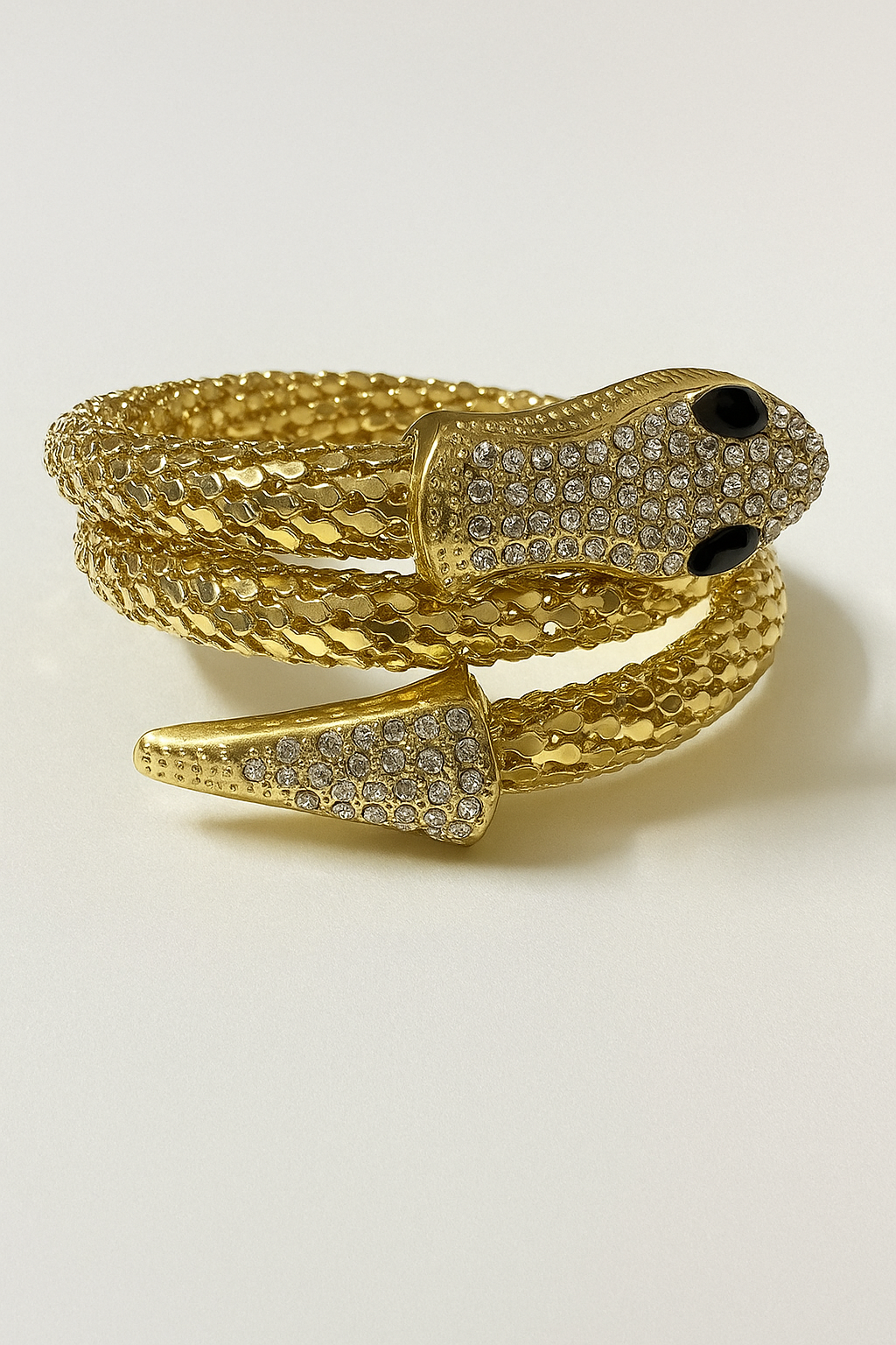 Crystal-Studded Gold Serpent Bracelet