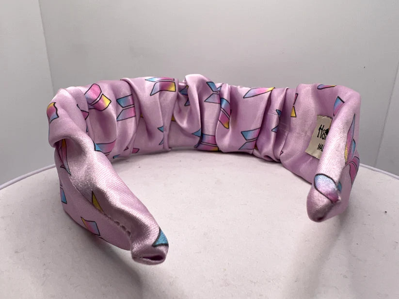 Pink Pleated Satin Hairband