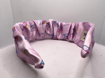 Pink Pleated Satin Hairband