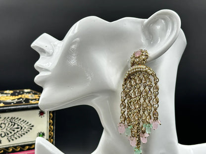 Polki Pastel Bead Danglers