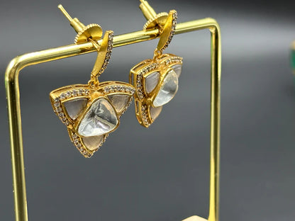 Grey Kundan Stone Earrings