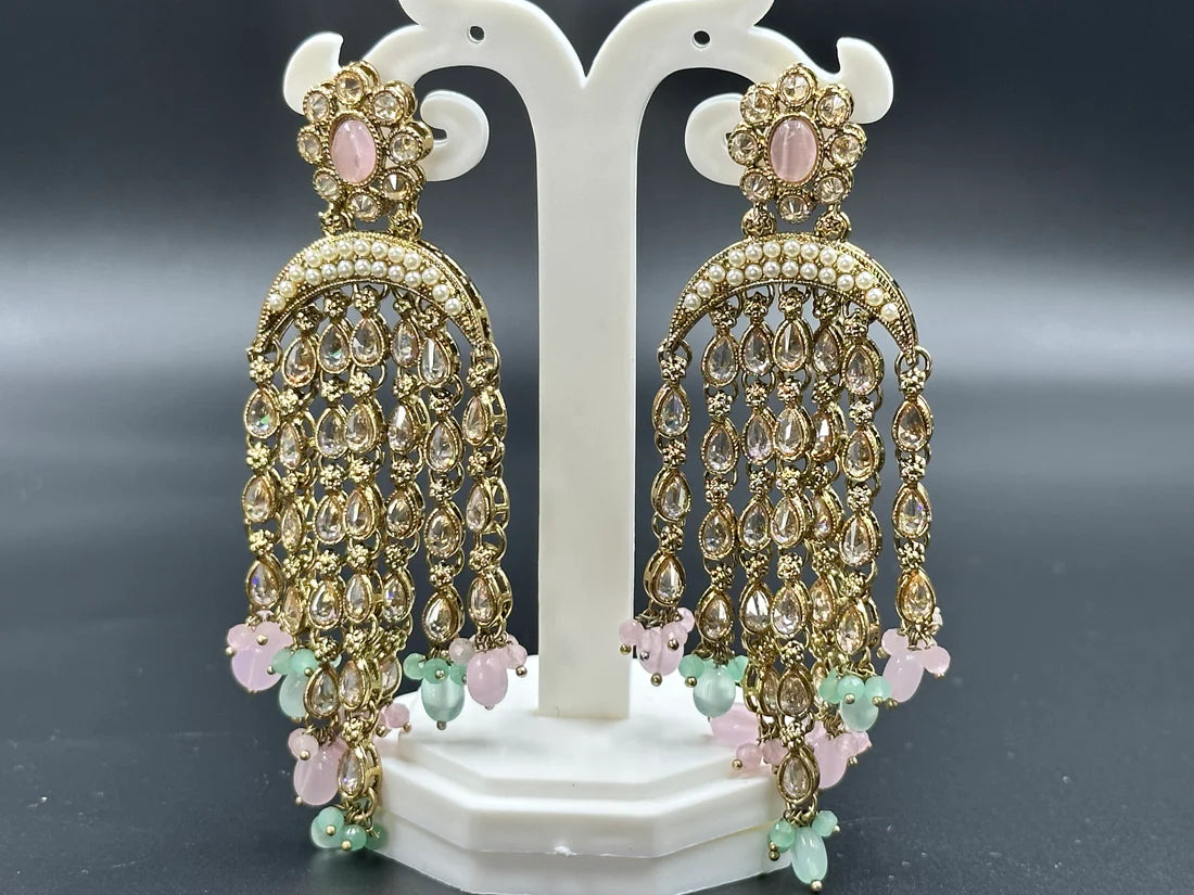 Polki Pastel Bead Danglers