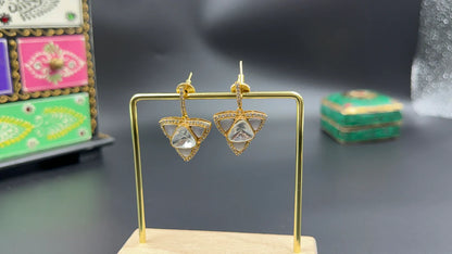 Grey Kundan Stone Earrings