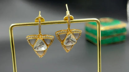 Grey Kundan Stone Earrings